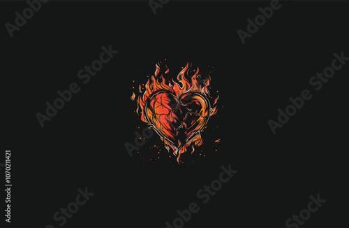 heart burns logo icon design vector