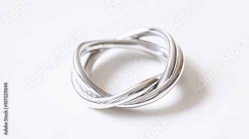 Abstract Silver Ring: Intertwined Loops of Polished Metal