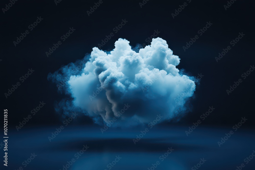 Naklejka premium Ethereal clouds gracefully drift across a vibrant deep blue sky, creating a serene and tranquil atmosphere.