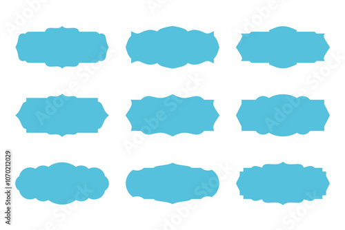 A set of blue simple vintage style frames with transparent background
