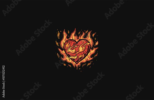 heart burns logo icon design vector