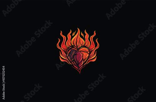 heart burns logo icon design vector