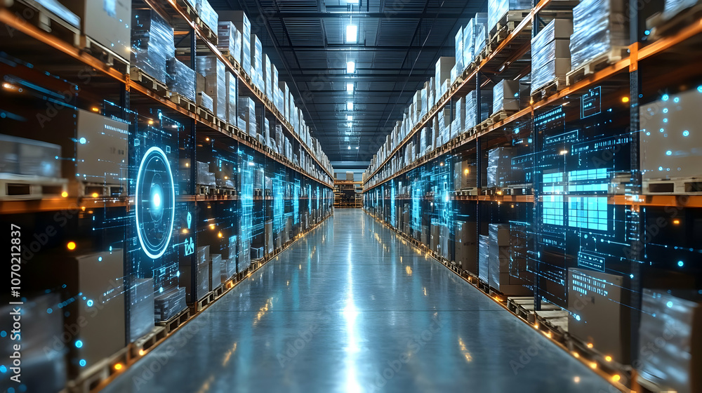 Fototapeta premium Warehouse Inventory Management System - 3D Illustration