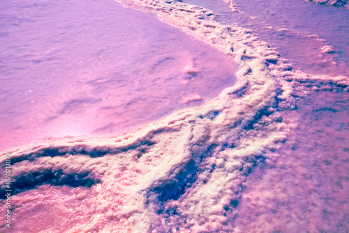 Pink Lake Torrevieja. The salty texture of pink lake. Nature background photo