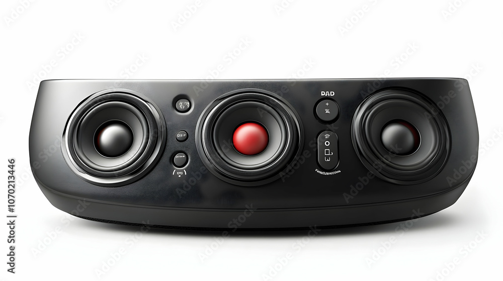 Fototapeta premium Black Sound System with Three Speakers - Realistic Image