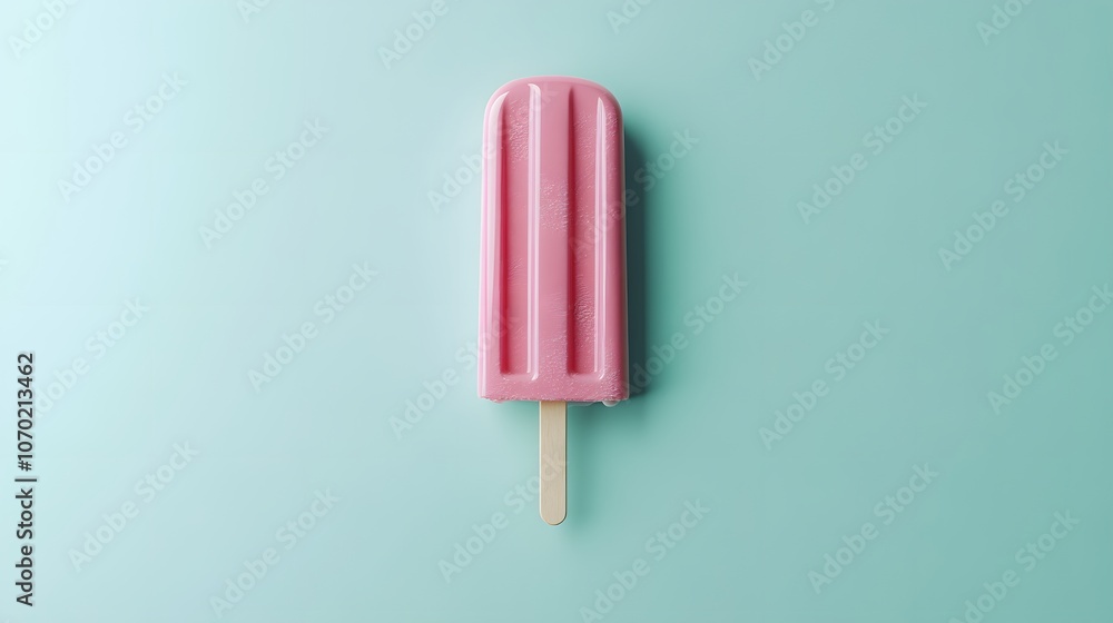 Pink popsicle on a blue background Pink popsicle on a blue background