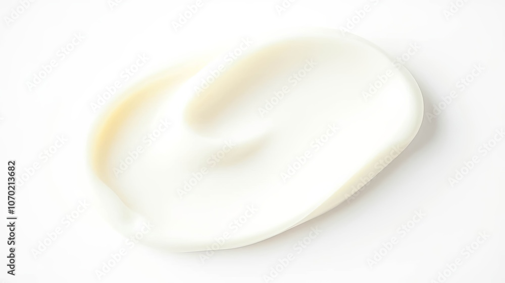 A single dollop of smooth, velvety cream isolated on a white background, reflecting natural light, showcasing its creamy texture. A single dollop of smooth, velvety cream isolated on a white background, reflecting natural light, showcasing its creamy texture.