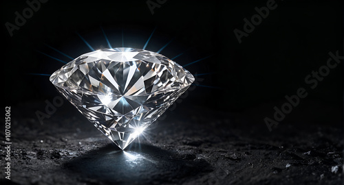 a shining diamond isolated on dark matt background in the concept of luxury 	
