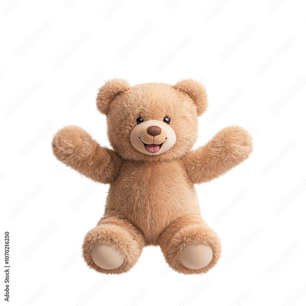 Obraz premium A cheerful teddy bear with a bright smile, inviting hugs and warm memories, perfect for comforting children or adding charm to any room, enhancing joy and nostalgia.