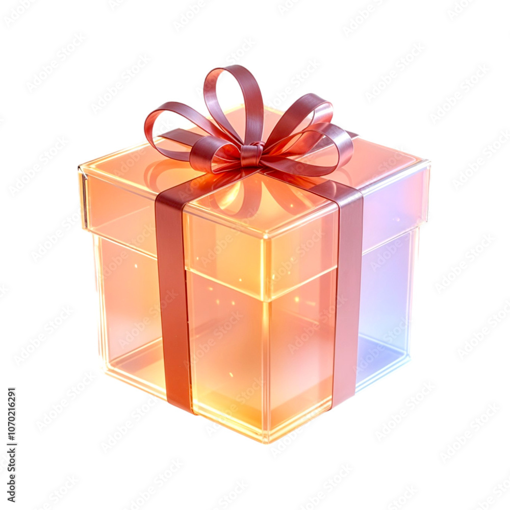Fototapeta premium 3d glass gift box on transparent background