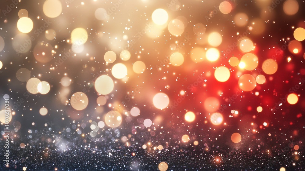 Abstract festive blurred background with glowing particles and round bokeh in blue and red hues, creating a magical atmosphere for Christmas or party celebrations, evoking warmth and festive spirit Abstract festive blurred background with glowing particles and round bokeh in blue and red hues, creating a magical atmosphere for Christmas or party celebrations, evoking warmth and festive spirit