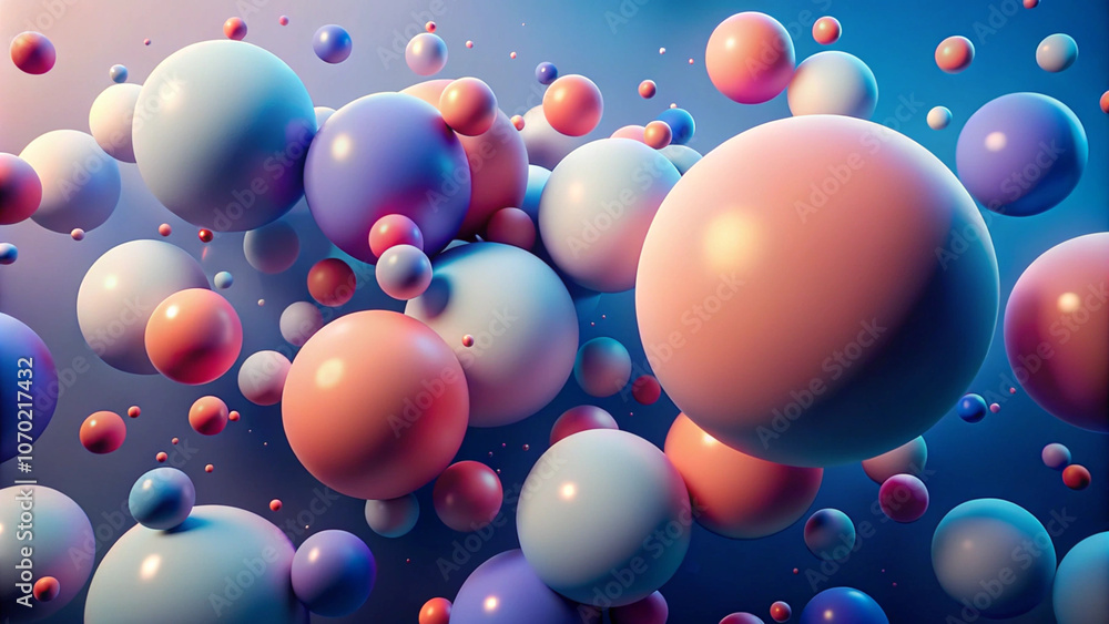 Floating pastel spheres in 3D abstract background Floating pastel spheres in 3D abstract background