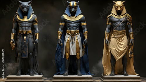 Three Egyptian Gods 3D Illustration photo