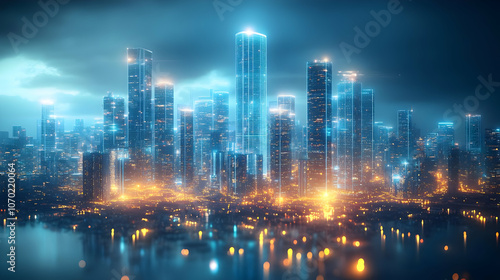 Futuristic Cityscape Digital Art - 3D Render