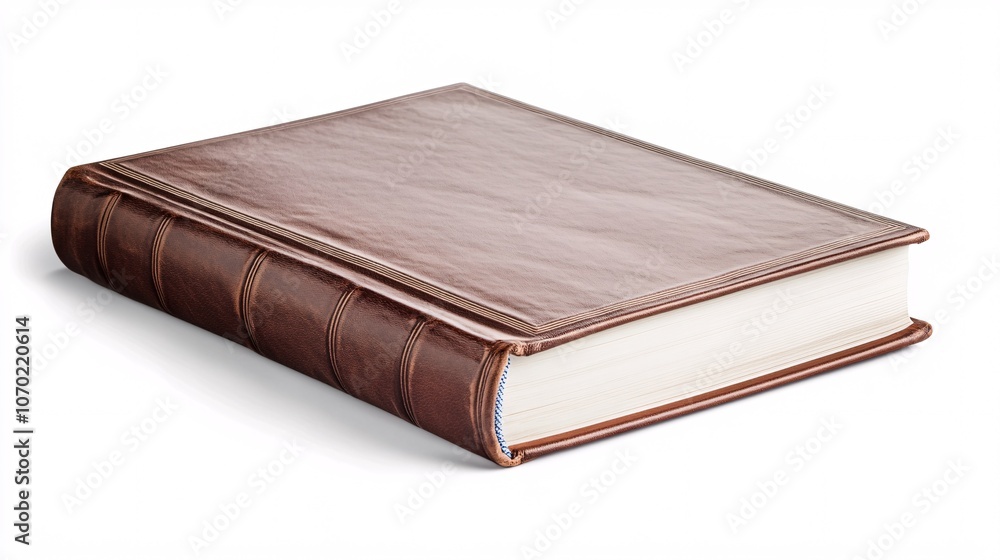 Antique Leather-Bound Book on White Background Antique Leather-Bound Book on White Background