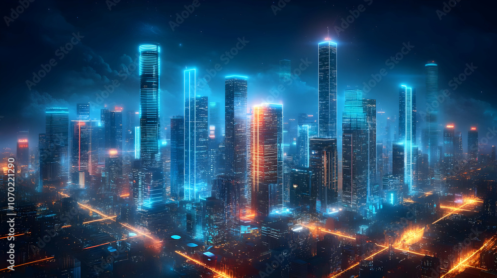 Neon Cityscape Illustration Neon Cityscape Illustration