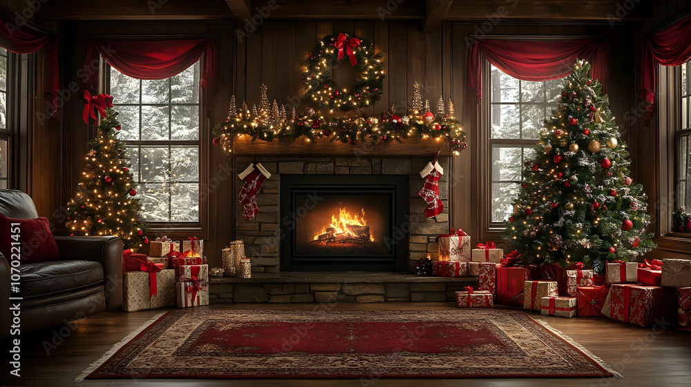 Cozy Christmas Fireplace Illustration Cozy Christmas Fireplace Illustration