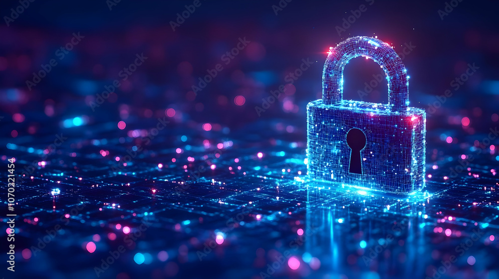 3D Abstract Lock Illustration - Digital Security 3D Abstract Lock Illustration - Digital Security