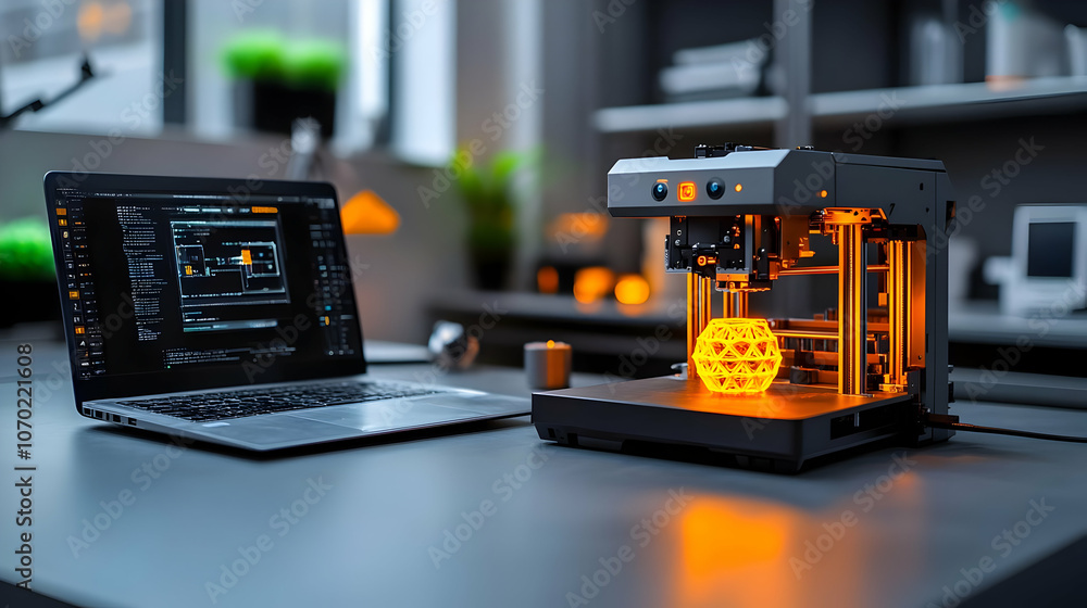 3D Printer Creating a Geometric Design 3D Printer Creating a Geometric Design