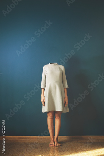 surreal headless woman, identity crisis concept