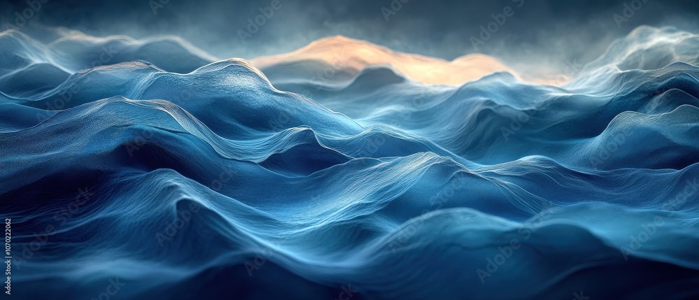 Obraz premium Oceanic Serenity, deep sea blue and turquoise waves blend seamlessly, creating a refreshing gradient effect that captivates the senses