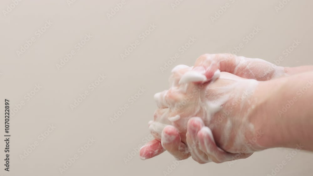 Slow motion man washing his hands with soap closeup Slow motion man washing his hands with soap closeup