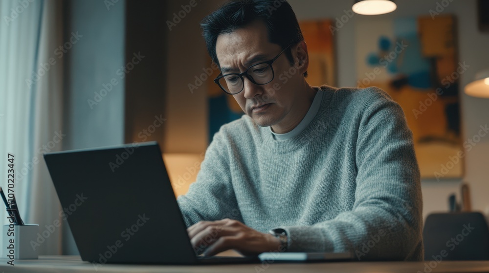 The Man Working on Laptop The Man Working on Laptop