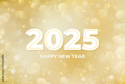 2025 New Year Gold Bokeh Luxury Background. Realistic Golden New Year background