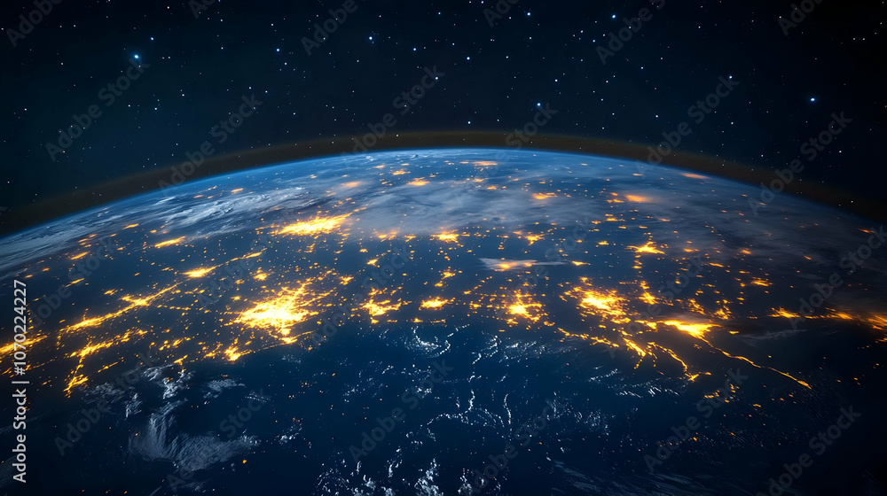 Fototapeta premium Earth at Night - Realistic Image