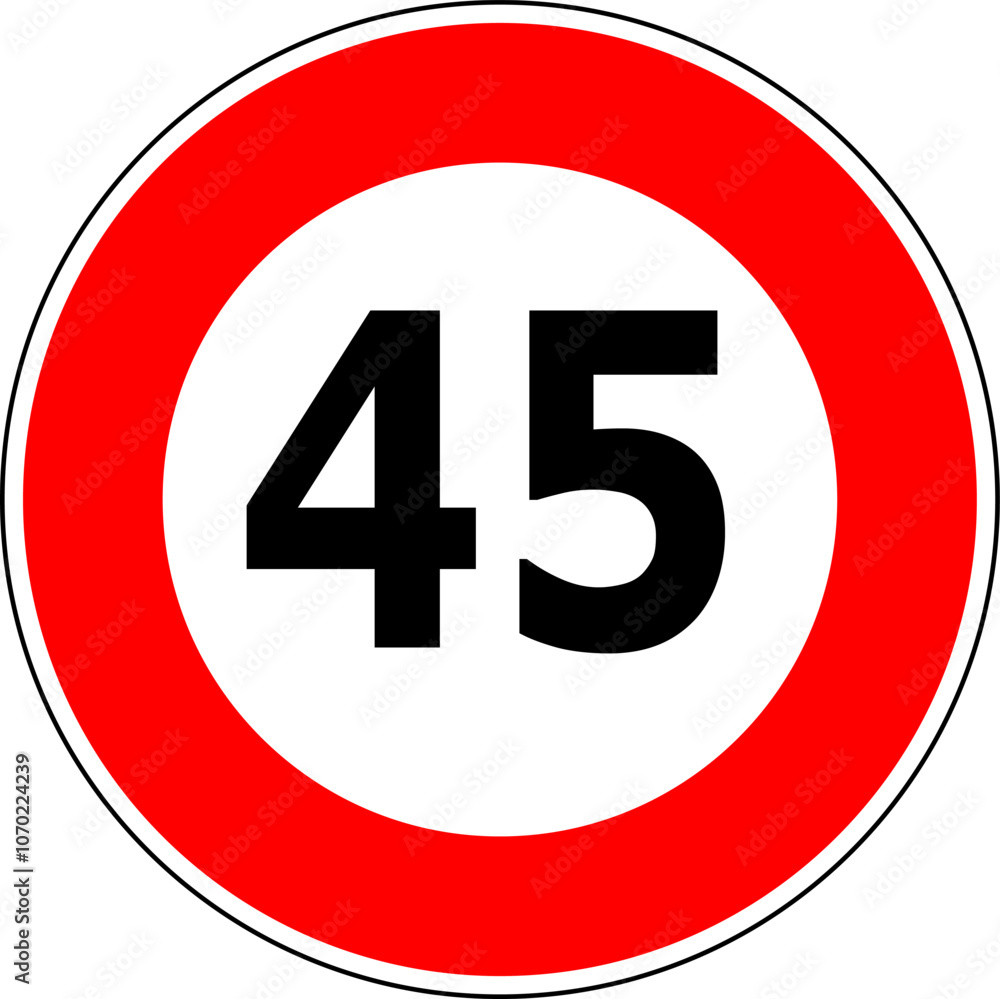 Speed limit 45 round road traffic icon Speed limit 45 round road traffic icon