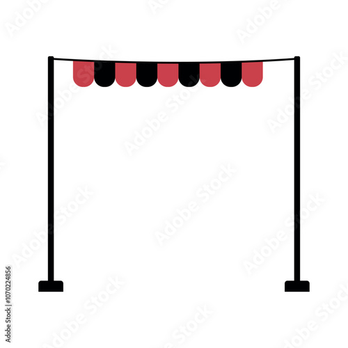 sunshade store shop tent illustration with striped roof awning storefront shelter clipart, modern vector design for outdoor canopy, market stand, or retail store decor