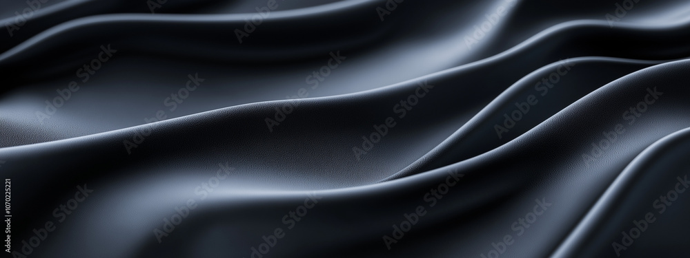 Obraz premium Close-up of luxurious matte gray silk fabric with smooth, flowing folds, creating a minimalist and elegant texture ideal for backgrounds, fashion, and design concepts.