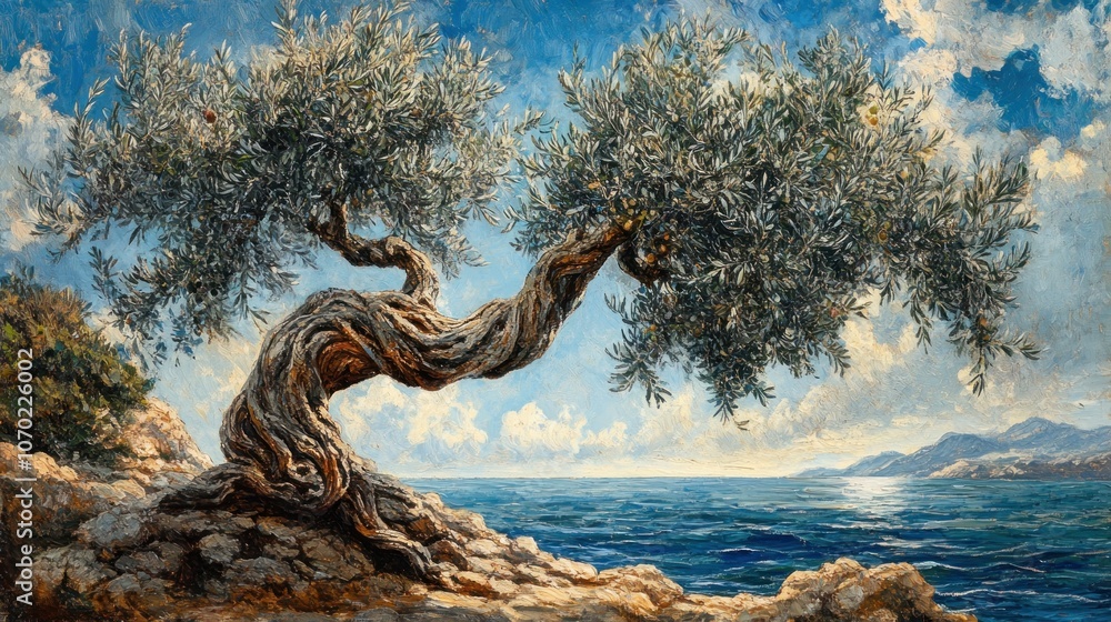 Fototapeta premium Olive Tree by the Sea