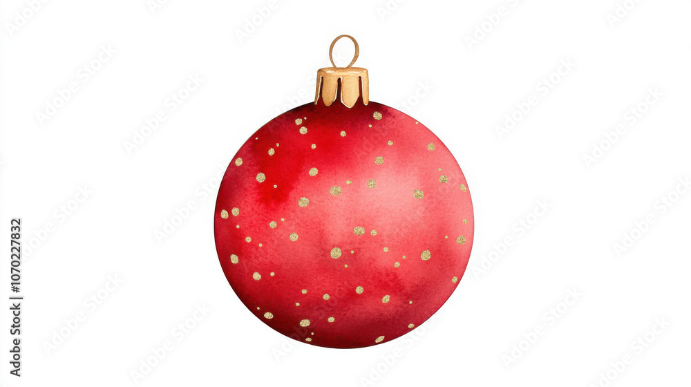 Christmas winter and holidays, beautiful red and gold watercolor Christmas ornament with polka dots, perfect for festive decorations and holiday cheer Christmas winter and holidays, beautiful red and gold watercolor Christmas ornament with polka dots, perfect for festive decorations and holiday cheer