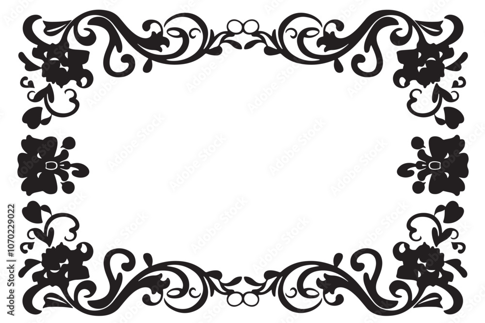 Elegant Black Floral Frame Border Elegant Black Floral Frame Border