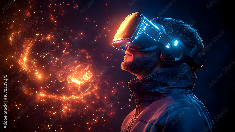 Virtual Reality Headset User - 3D Illustration Virtual Reality Headset User - 3D Illustration
