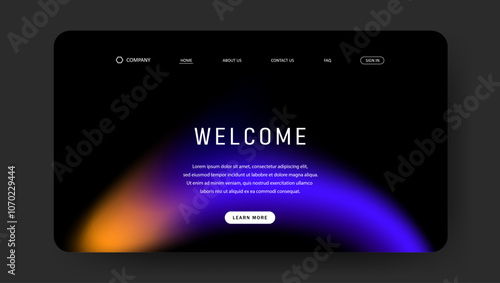 Abstract wave futuristic design of landing page. retro gradient mesh website design