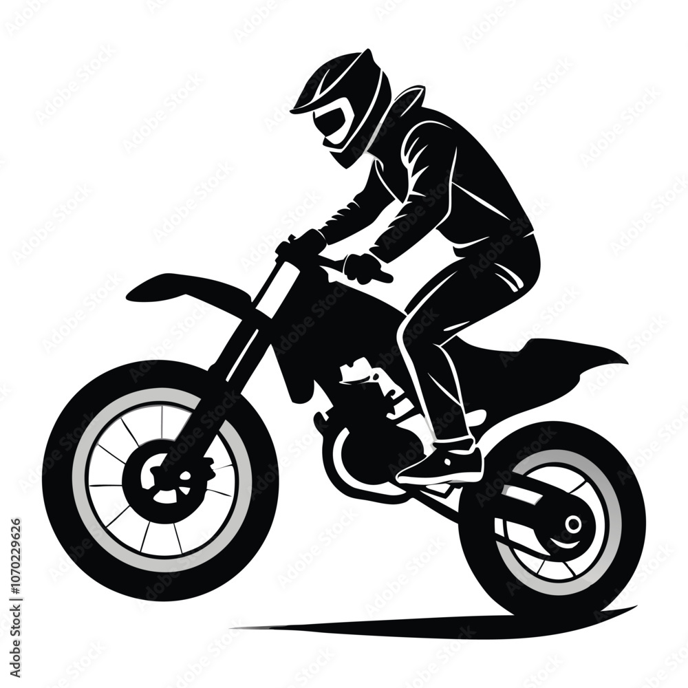 Naklejka premium silhouette of a biker doing freestyle tricks