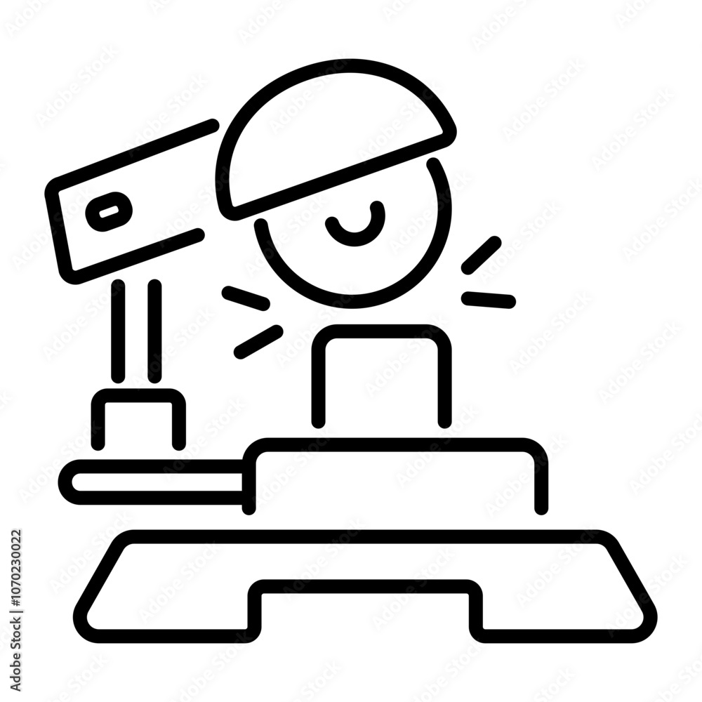 An outline icon of a mitre saw An outline icon of a mitre saw