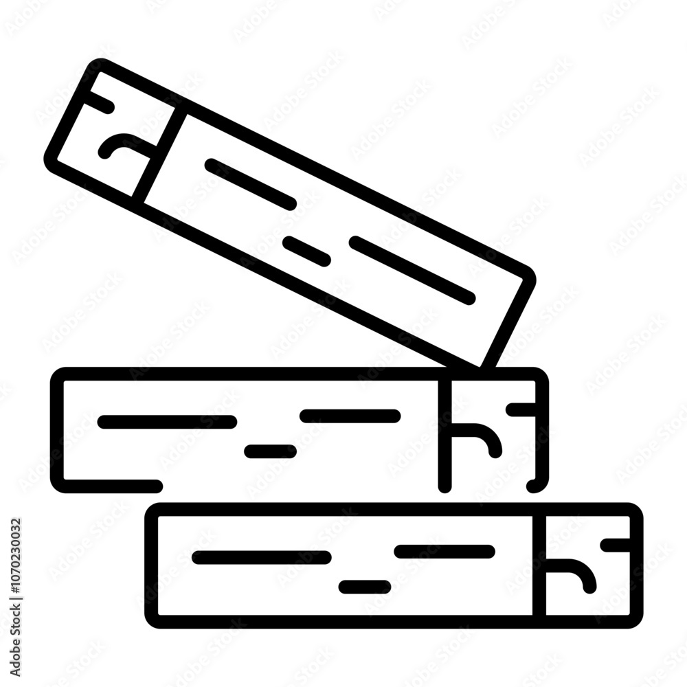 A linear icon of stacked timber beam A linear icon of stacked timber beam
