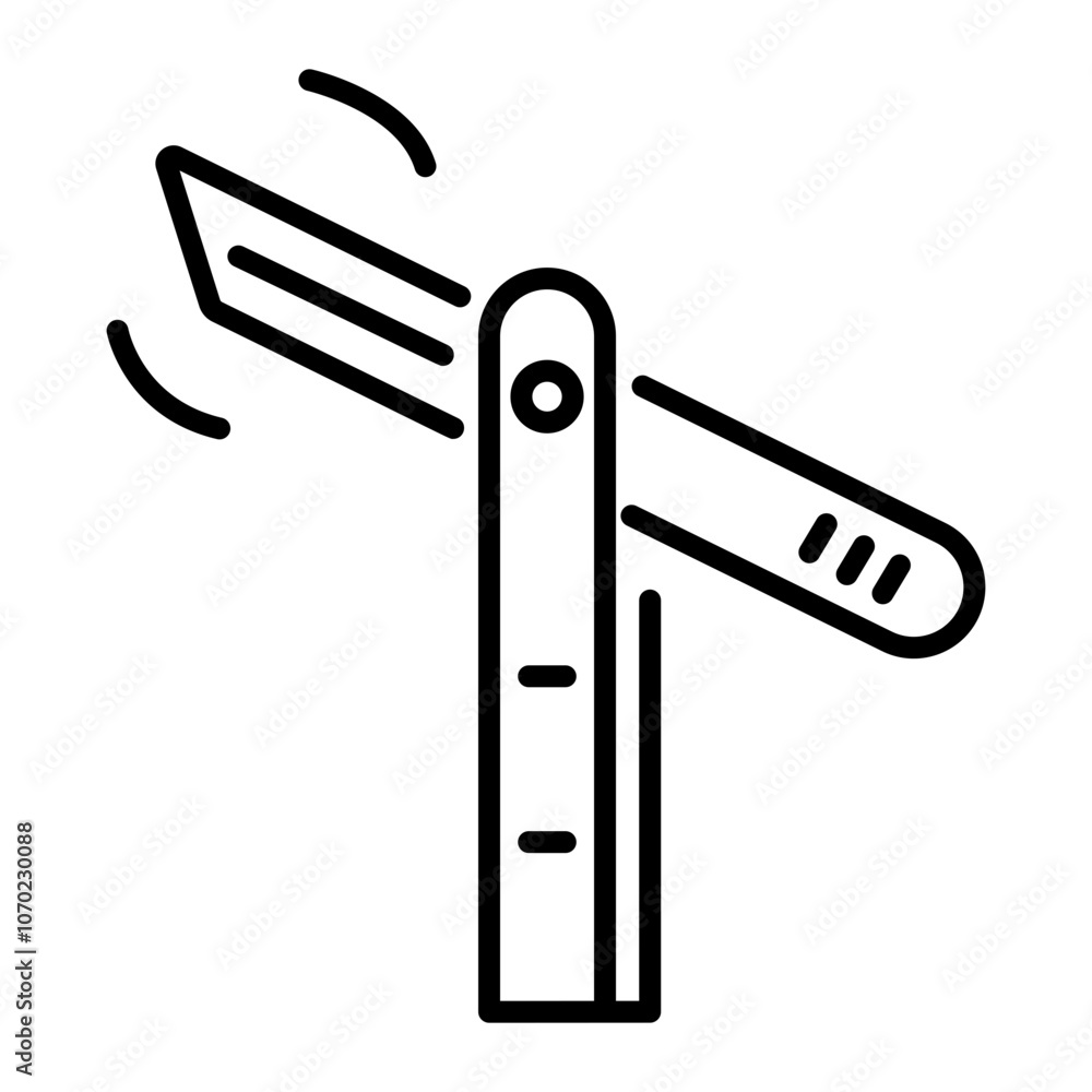 A linear icon of a sliding bevel gauge