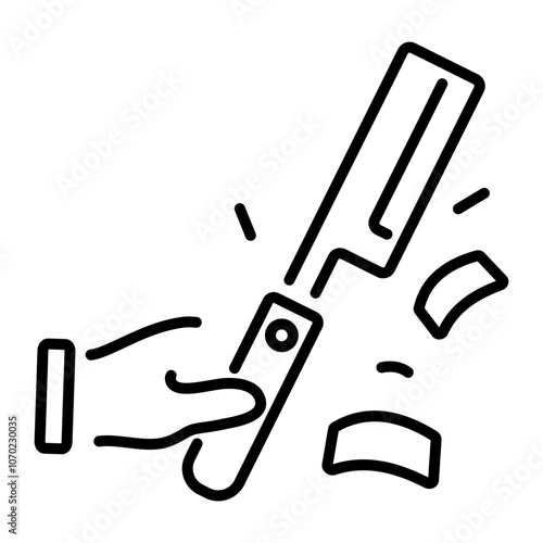 A linear icon of a flush saw cutting a piece of wood, with wood shavings