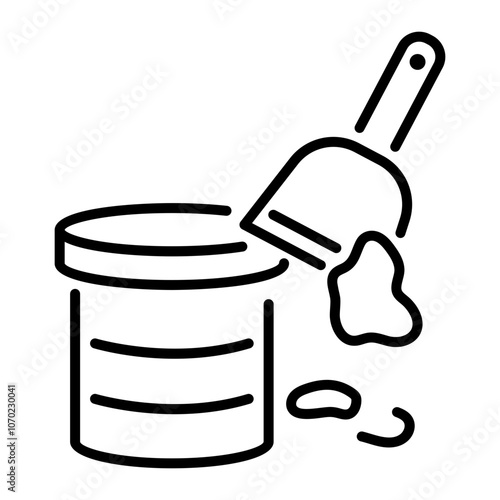 An outline icon of a wood filler bucket with a spatula