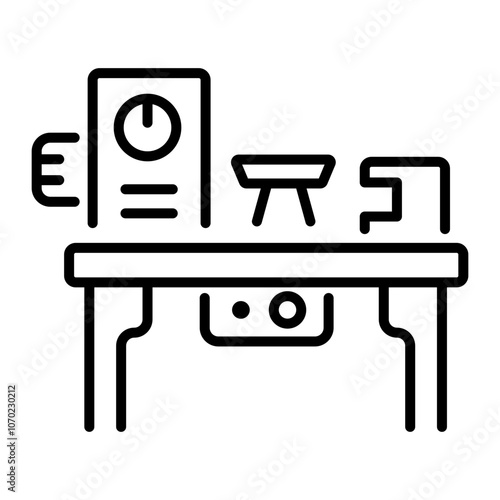 Linear icon of a wood lathe tool