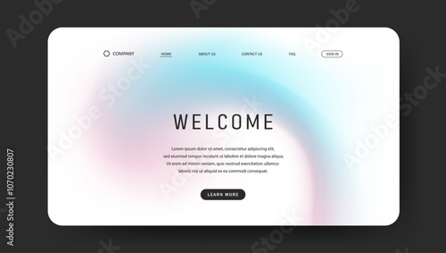 Abstract wave futuristic design of landing page. retro gradient mesh website design