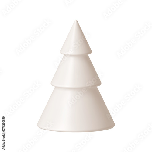 Christmas tree isolated on white background. 3d render Christmas decorations. Vector illustration. Design elements.
