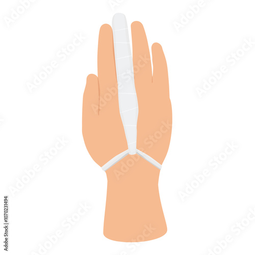 Hand trauma bandaged injured finger