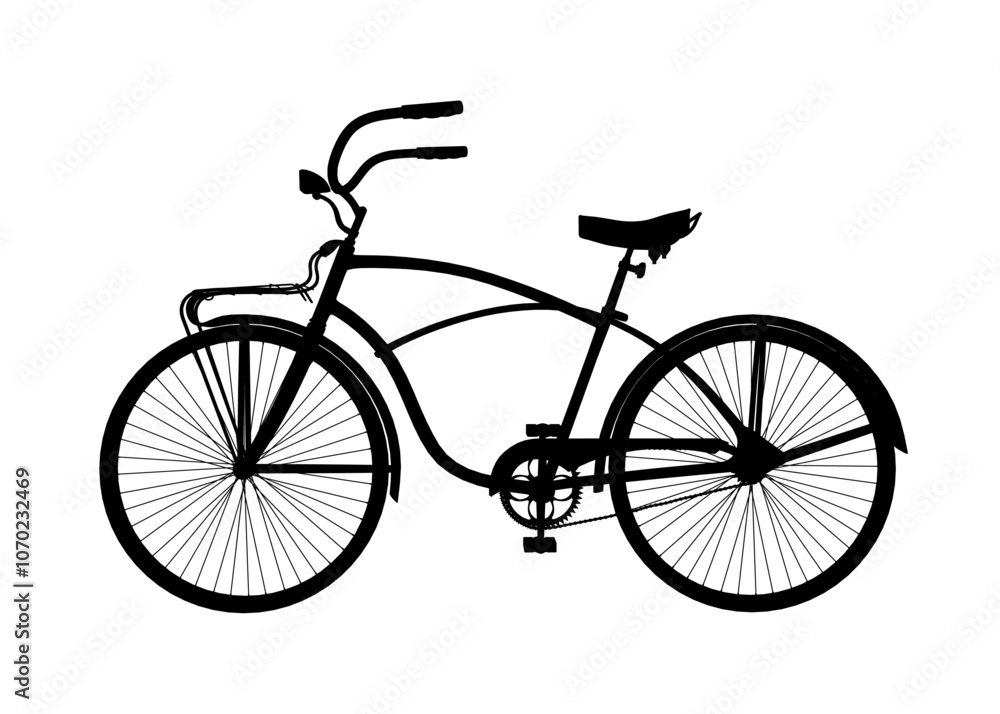 Fototapeta premium Silhouette Vintage bicycle. Vector illustration in flat style. Side view