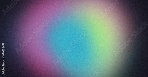 Vibrant color spots grainy backdrop design. Abstract glowing purple blue green color dark noisy gradient, color flow shaped, noise texture, retro, teal, website header design, banner, poster