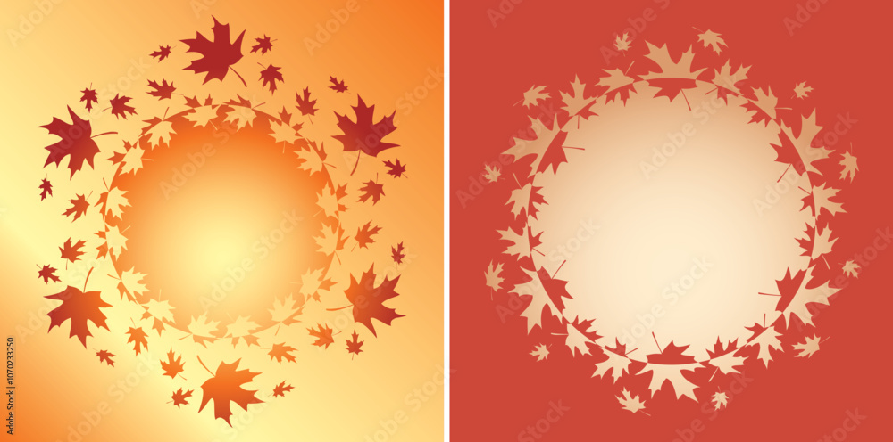 vector backgrounds with decorative frames - autumn maple leaves
